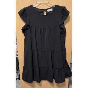 Altard State Size M  Black Mini Dress‎ Ruffle Sleeve Tiered Casual Women's